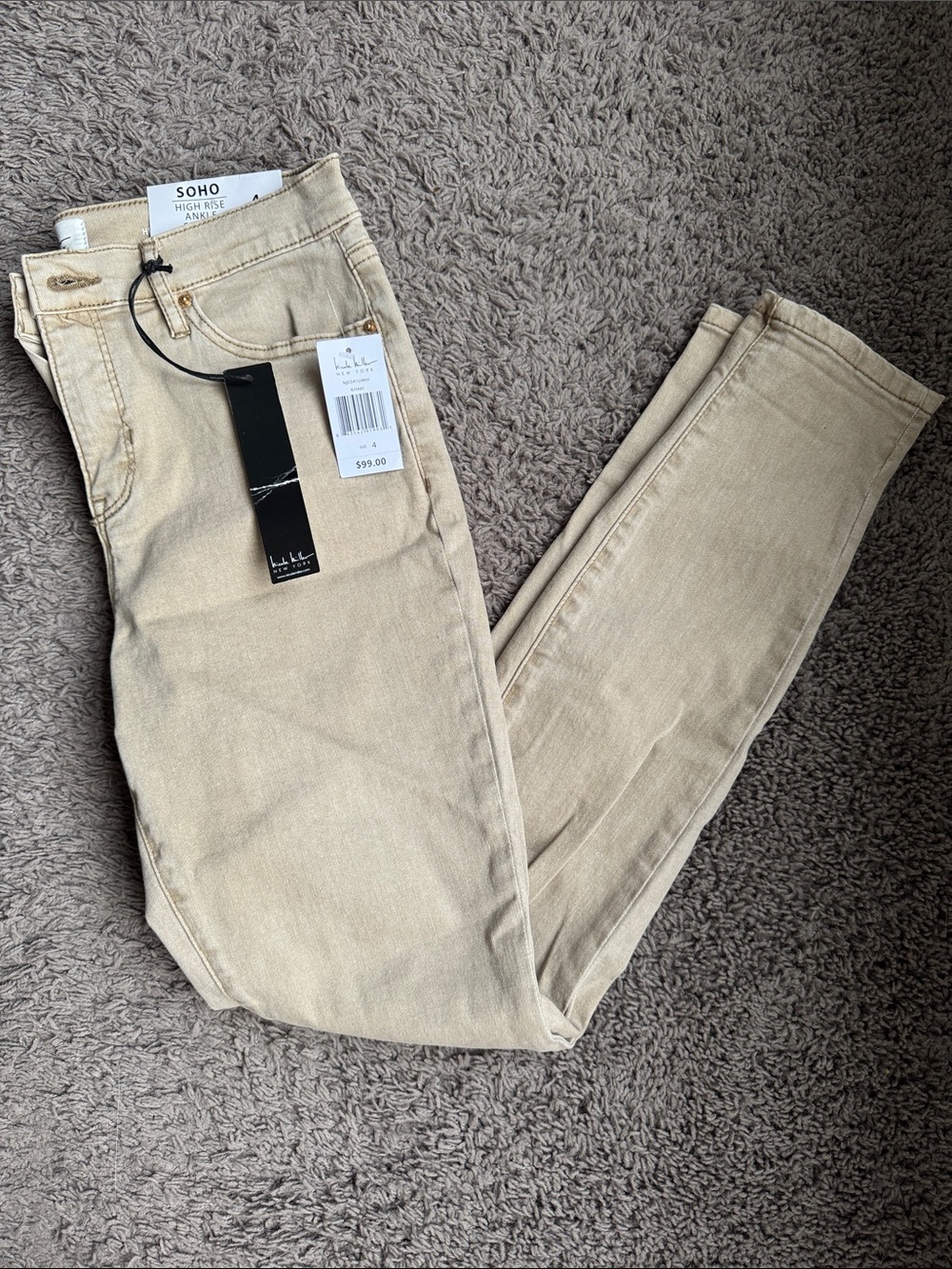 Nicole Miller Khaki High-Rise Ankle Jeans
